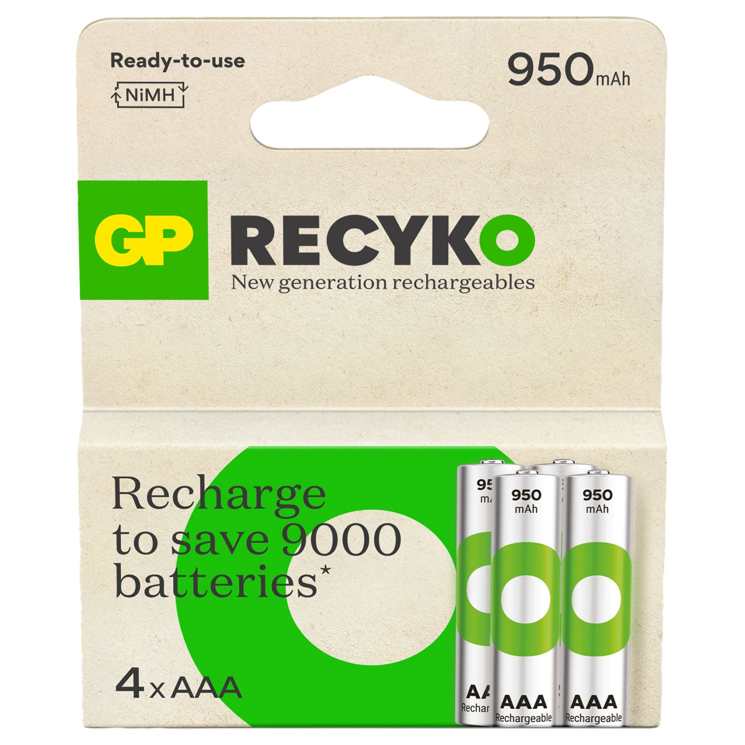 GP AAA ReCyko+ NiMH 1.2V 950mAh 4 Pack