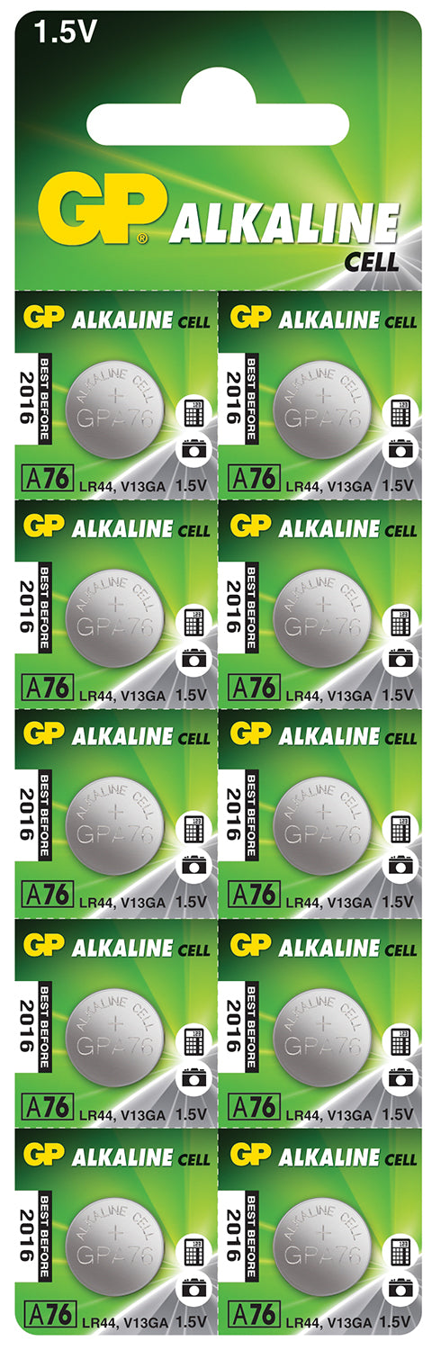 GP LR44 Alkaline Button Cell 1.5V 10 Pack