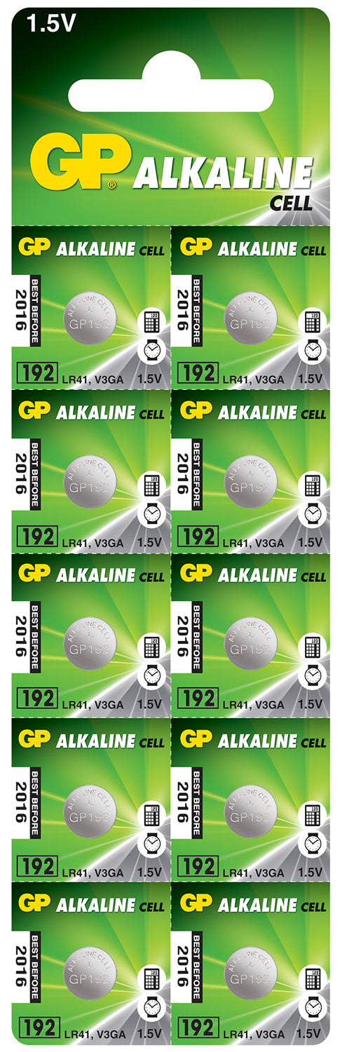 GP LR41 Alkaline Button Cell 10 Pack