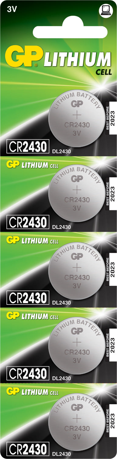 GP CR2430 3V 270mAh 3.0 x 24.5mmØ 5 Pack - view 2