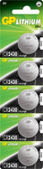 GP CR2430 3V 270mAh 3.0 x 24.5mmØ 5 Pack - view 2