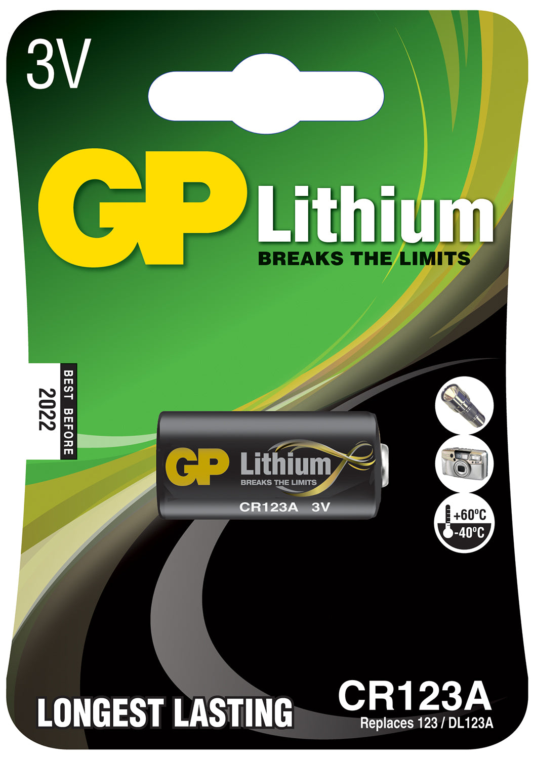 GP CR123A Lithium Photo Cell 3V Single