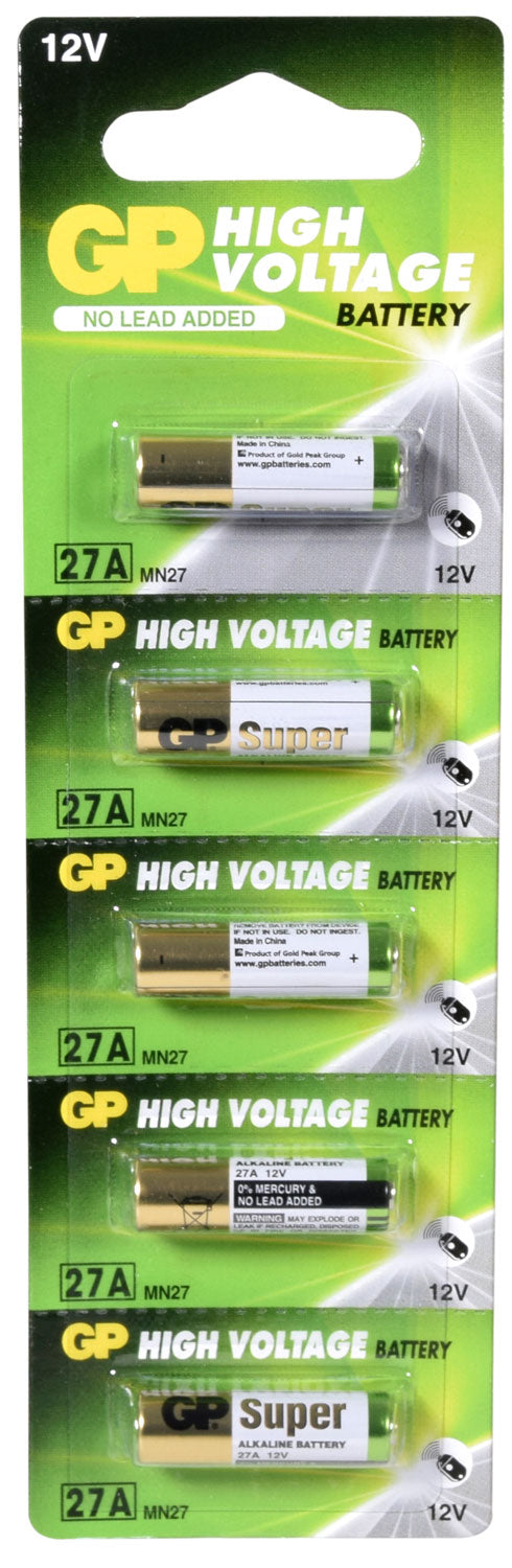 GP 27A 12V Alkaline Battery 5 Pack