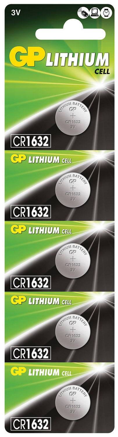 GP CR1632 3V 140mAh 3.0x16.0mmØ 5 Pack