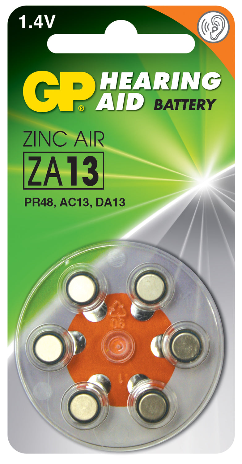 GP PR48 (ZA13) Orange 1.4V 230mAh 5.4x7.9mmØ 6 Pack