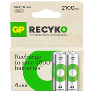 GP AA ReCyko+ NiMH Rechargeable Batteries, 2100mAh 4 Pack