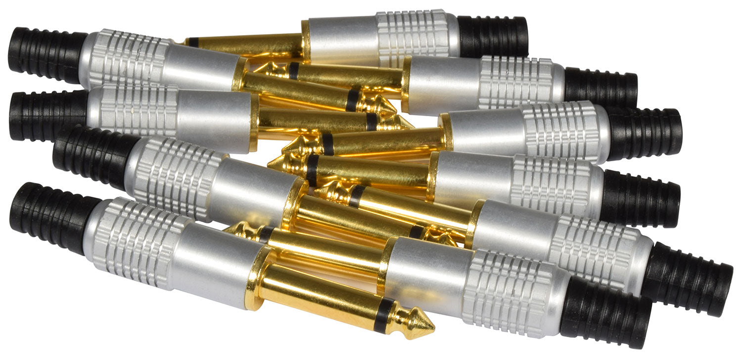 QTX Gold plated 6.3mm jack plug, aluminium cover- mono - view 2