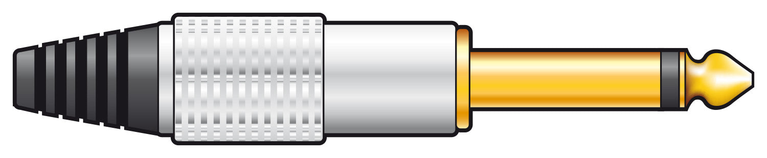 QTX Gold plated 6.3mm jack plug, aluminium cover- mono