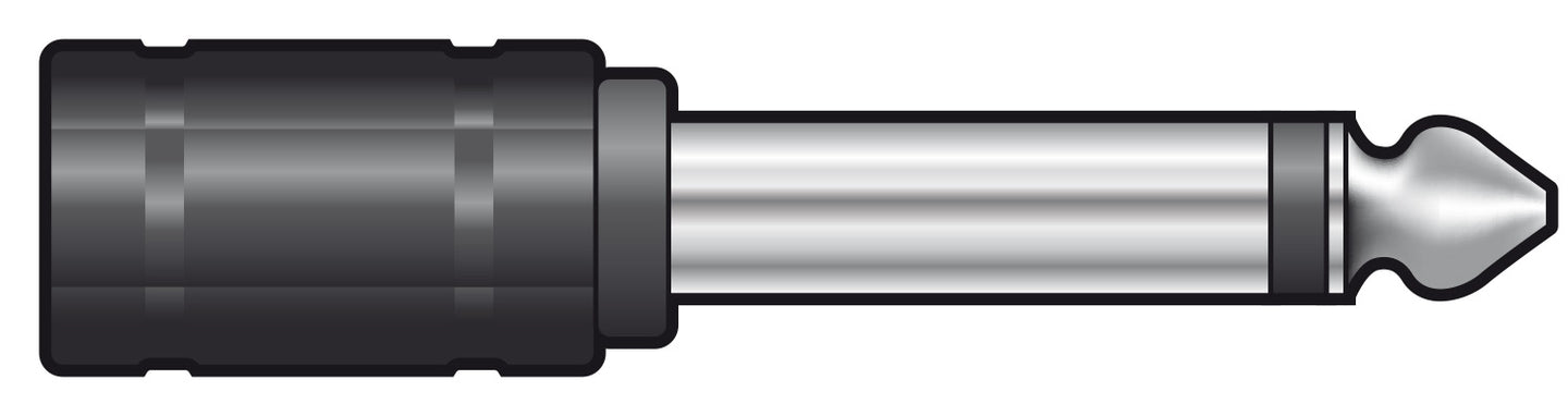 QTX Adaptor 6.3mm Mono Jack Plug - 3.5mm Mono Jack Socket