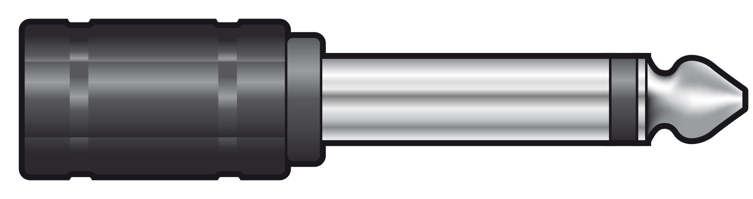QTX Adaptor 6.3mm Mono Jack Plug - 3.5mm Mono Jack Socket