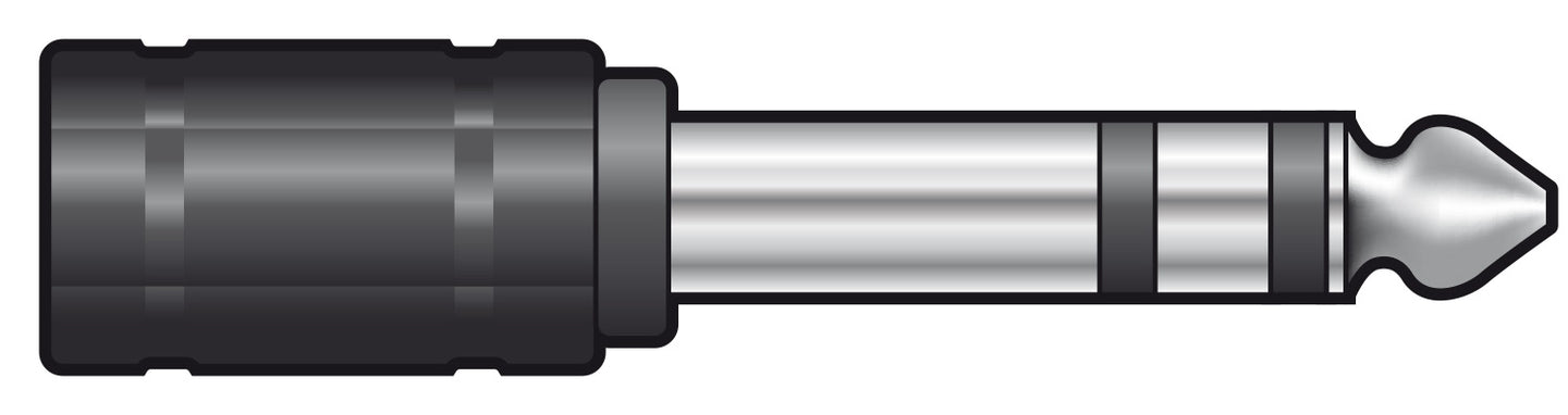 QTX Adaptor 6.3mm Stereo Jack Plug - 3.5mm Stereo Jack Socket