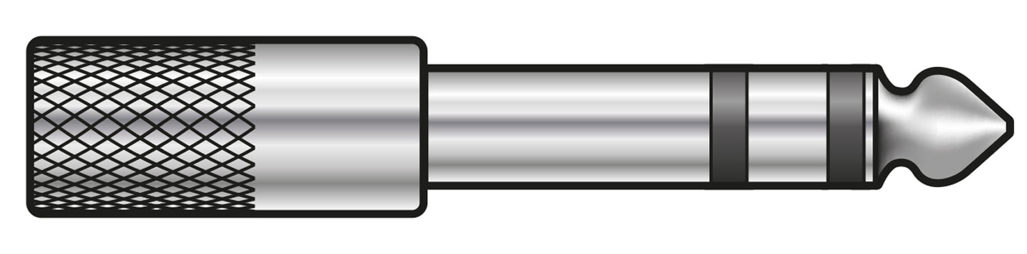 QTX Adaptor 6.3mm Stereo Jack Plug - 3.5mm Stereo Jack Socket