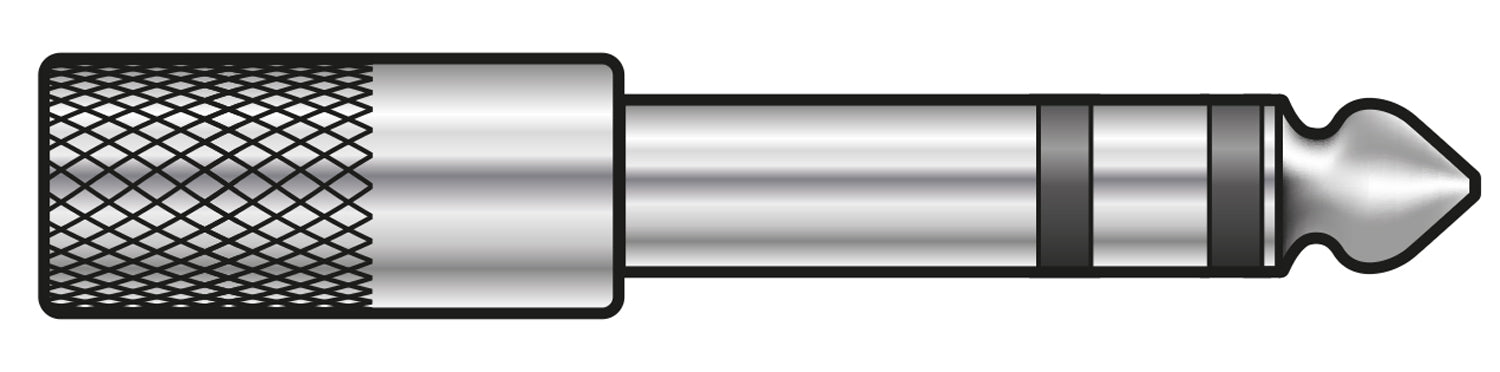 QTX Adaptor 6.3mm Stereo Jack Plug - 3.5mm Stereo Jack Socket