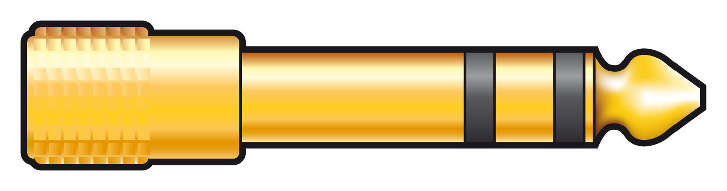 QTX Adaptor 6.3mm Stereo Jack Plug - 3.5mm Stereo Jack Socket