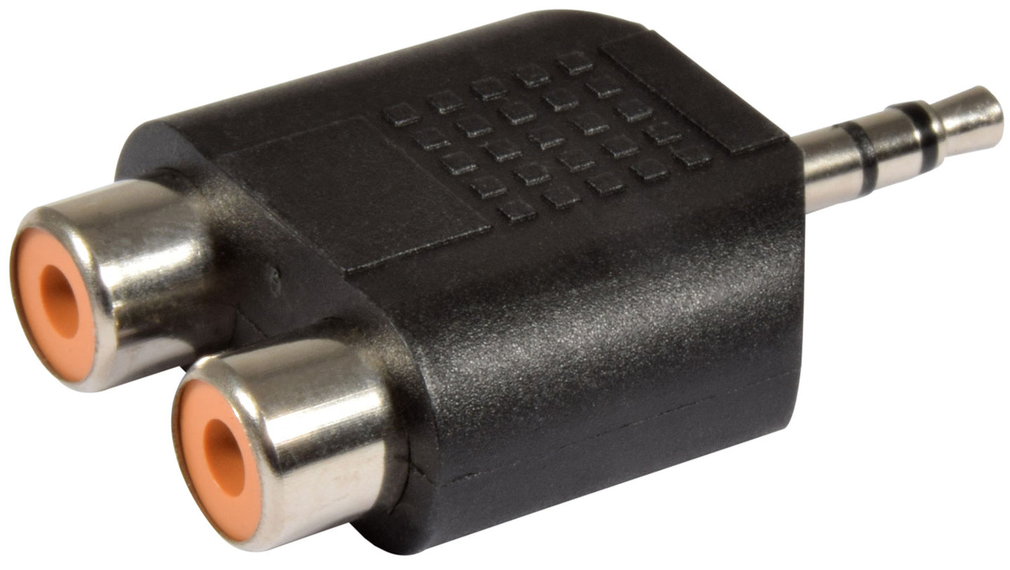 QTX Adaptor 3.5mm Stereo Jack Plug - 2 RCA Phono Sockets - view 2