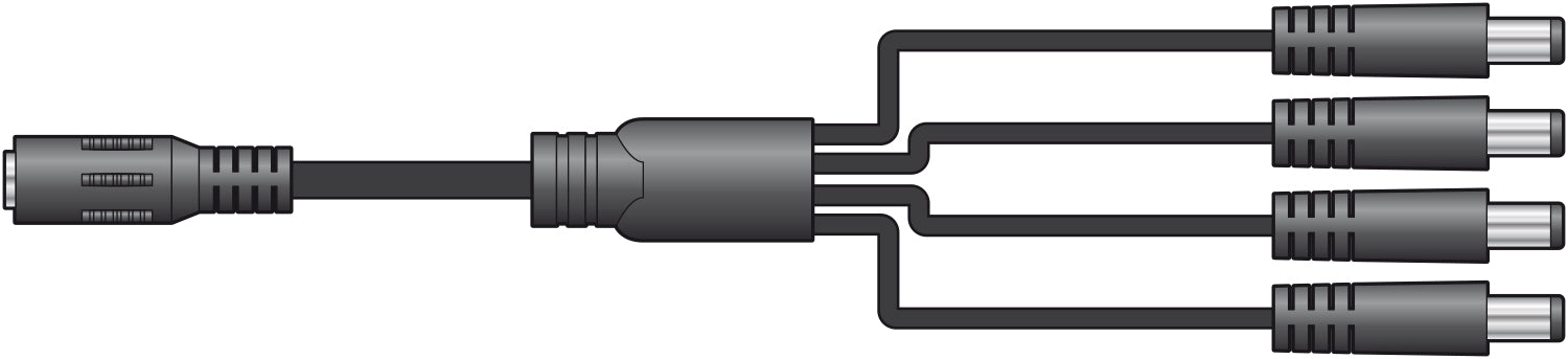 Mercury Adaptor 2.1mm DC Power Socket - 4 x 2.1mm DC Jack Plugs