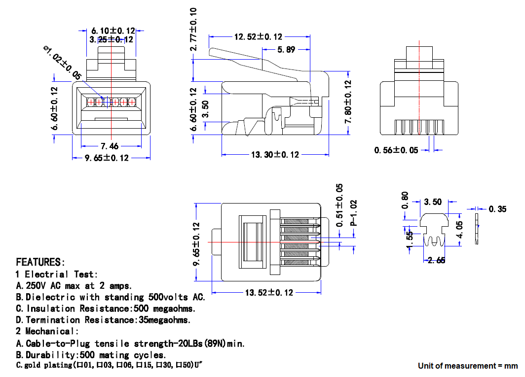 AV:Link RJ12 Crimp Modular Plug (6P6C) - view 3