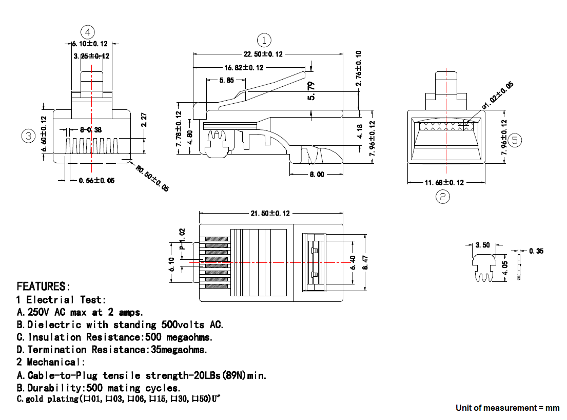 AV:Link Modular Plug RJ45 (8P8C) - bulk - view 2