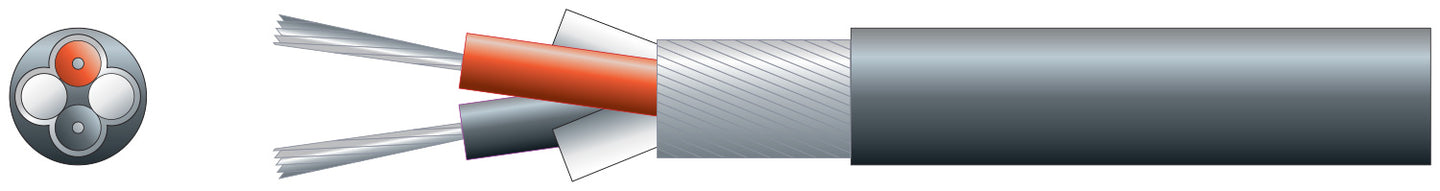 Mercury 2 core lap screen, 2 x 7/0.2mm, 62/0.15, 5.0mmØ, Black, 100m