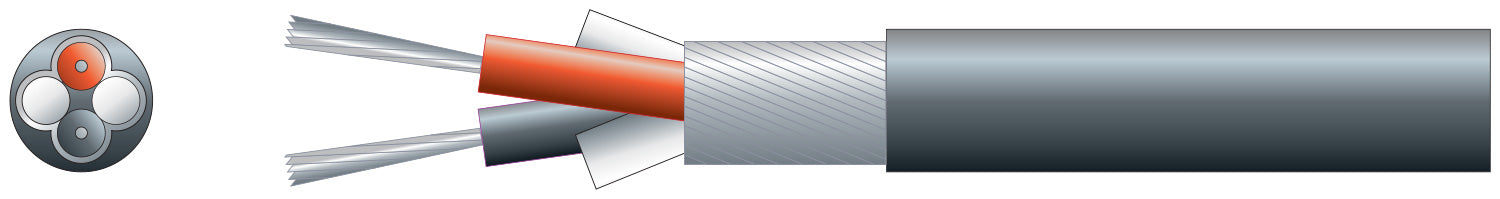 Mercury 2 core lap screen, 2 x 7/0.2mm, 62/0.15, 5.0mmØ, Black, 100m