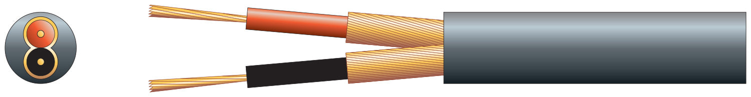Mercury 2 core, 2 x 20/0.1mm, 2 x 51/0.1mm, 6.5mmØ, Black, 100m