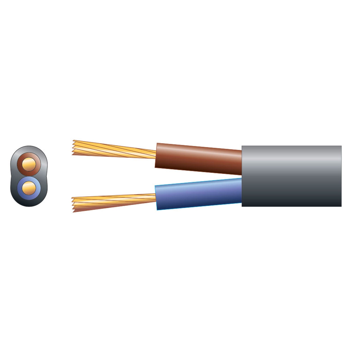 Mercury 2 core oval mains PVC, 2 x 24/0.2mm, 6A, Black, 100m - view 2