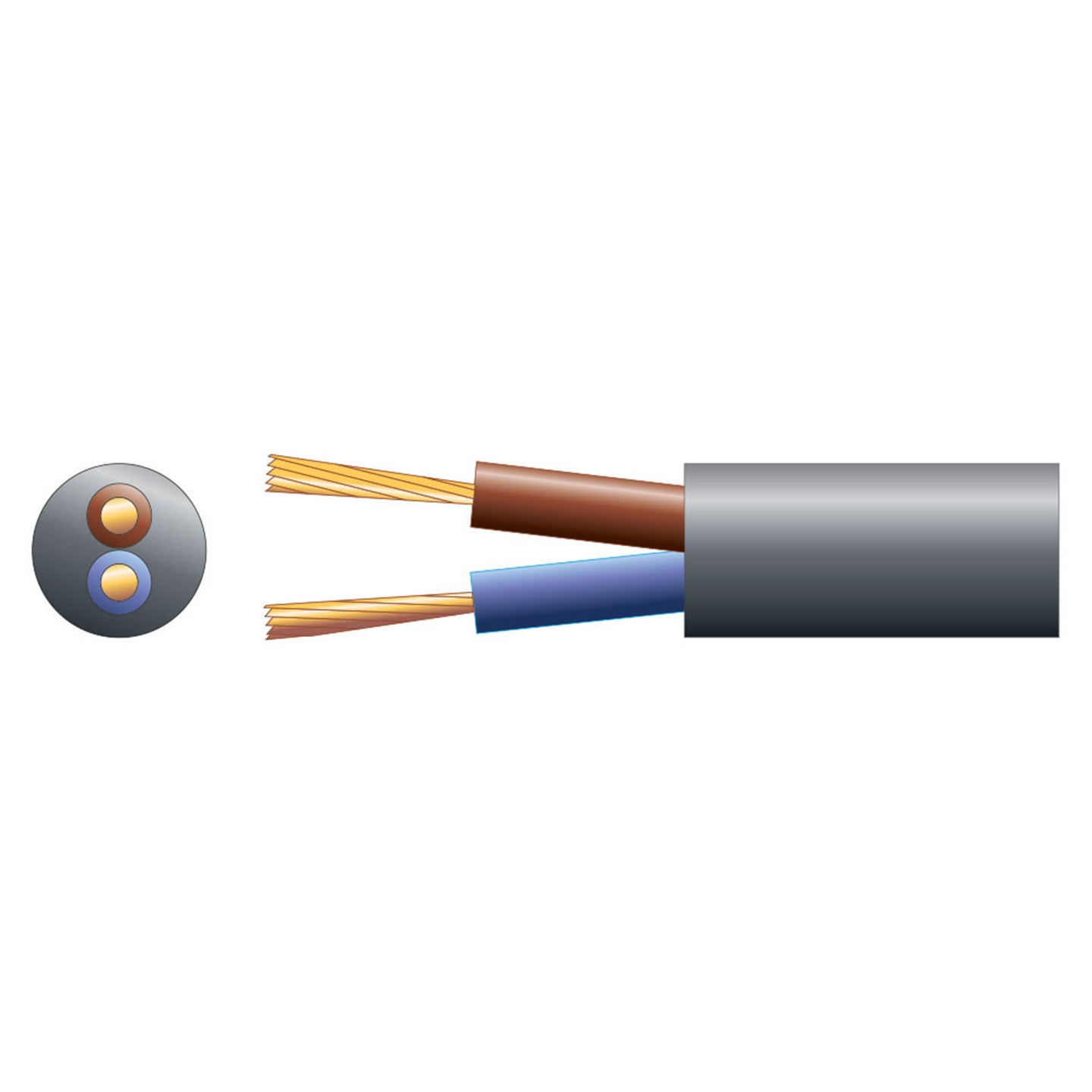 Mercury 2 core round mains PVC, 2 x 32/0.2mm, 10A, 6.4mmØ, Black, 100m - view 2