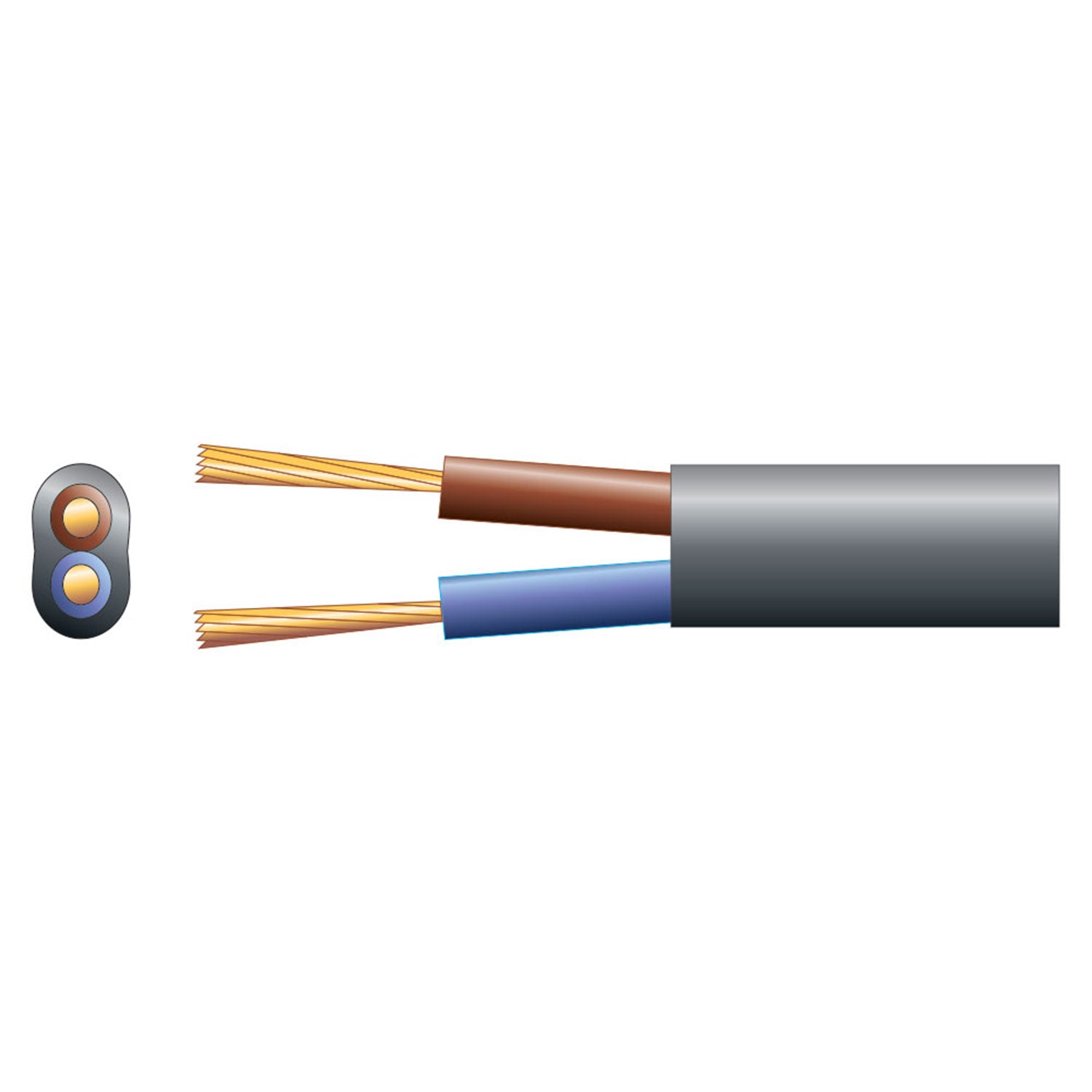 Mercury 2 core oval mains PVC, 2 x 16/0.2mm, 3A, Black, 100m - view 2