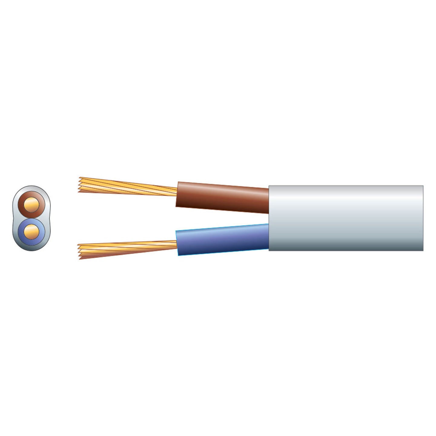 Mercury 2 core oval mains PVC, 2 x 16/0.2mm, 3A, White, 100m - view 2