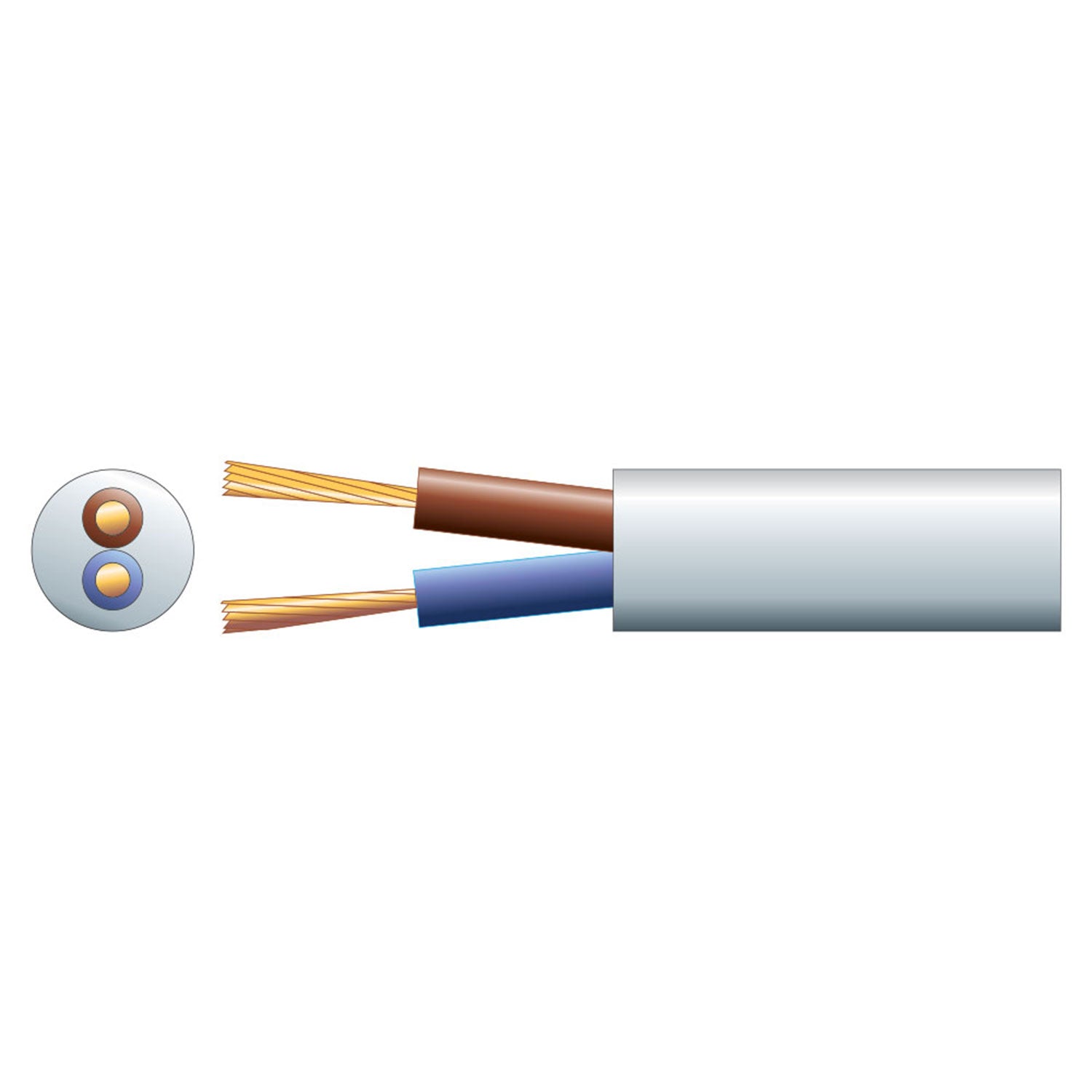 Mercury 2 core round mains PVC, 2 x 24/0.2mm, 6A, 6.35mmØ, White, 100m - view 2