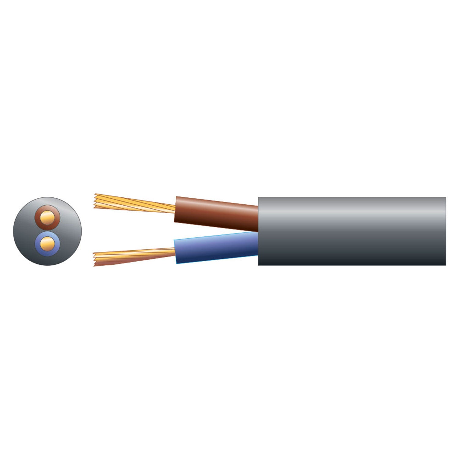 Mercury 2 core round mains PVC, 2 x 24/0.2mm, 6A, 6.35mmØ, Black, 100m - view 2