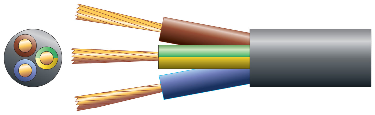 Mercury 3 core round mains PVC, 3 x 16/0.2mm, 3A, 5.6mmØ, Black, 100m - view 2