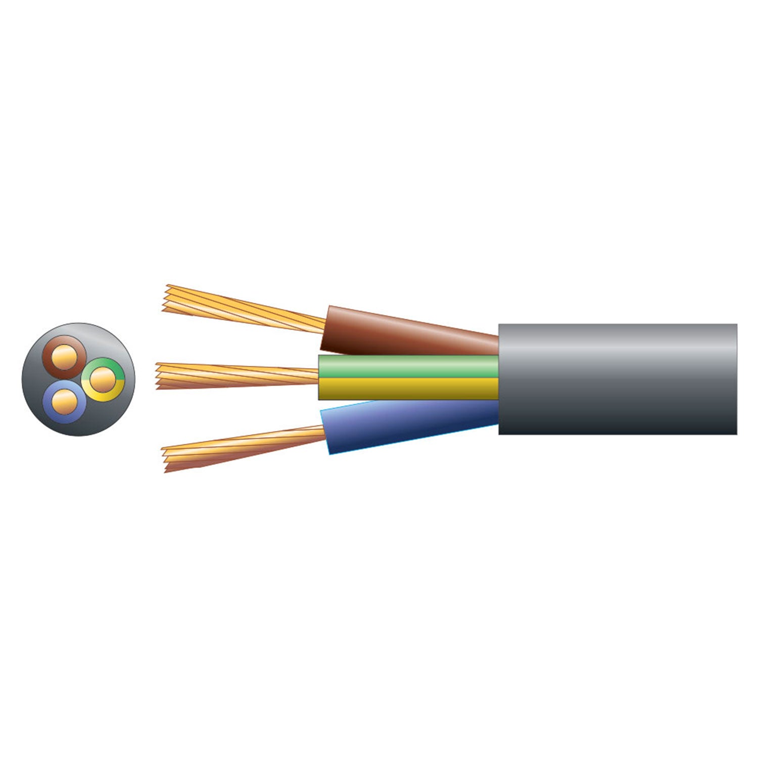 Mercury 3 core round mains PVC, 3 x 24/0.2mm, 6A, 6.1mm, Black, 100m - view 2