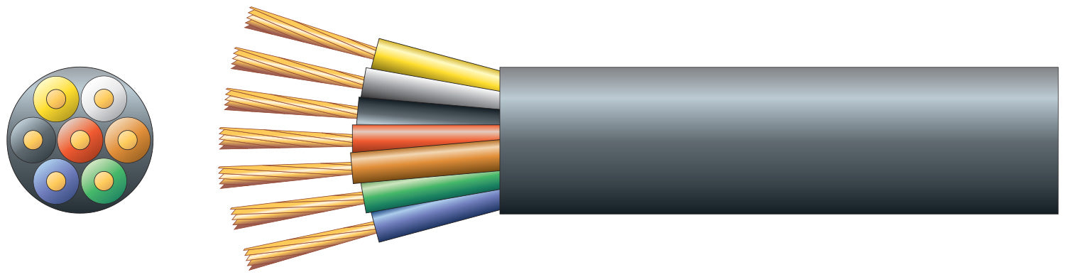 Mercury Lighting/Trailer Cable, 7 x (22 x 0.2mmØ) Black 100m