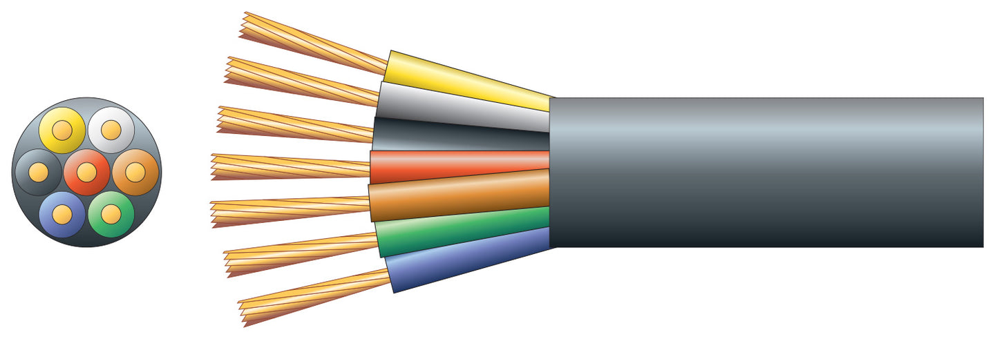 Mercury Lighting/Trailer Cable, 7 x (22 x 0.2mmØ) Black 100m - view 2