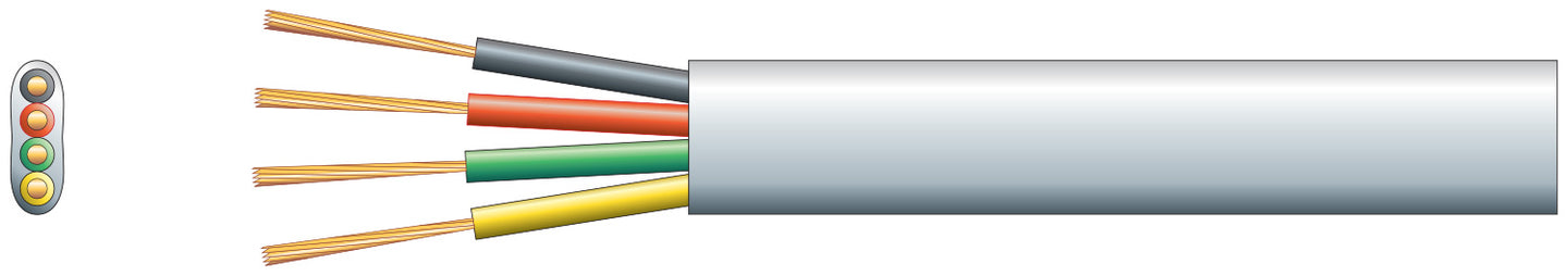 Mercury 4 core Flat Tel/Data Cable, 4 x (7 x 0.15mmØ)