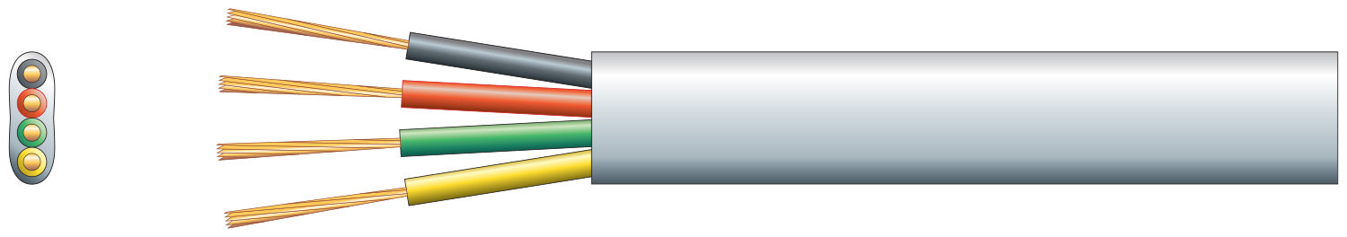 Mercury 4 core Flat Tel/Data Cable, 4 x (7 x 0.15mmØ)