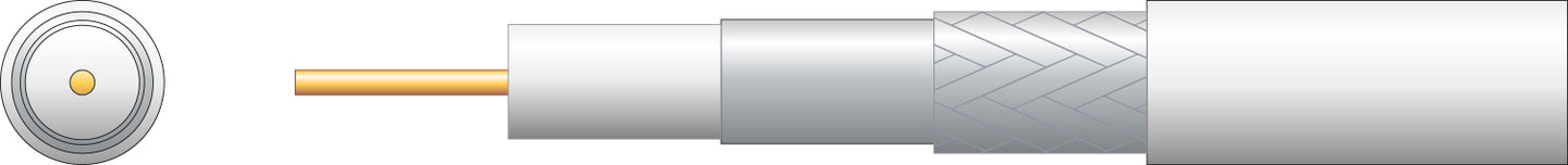 Mercury Eco RG6 Foamed PE Coaxial Cable with Aluminum Braid - 100m White