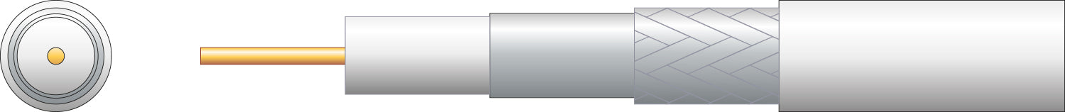 Mercury Eco RG6 Foamed PE Coaxial Cable with Aluminum Braid - 100m White