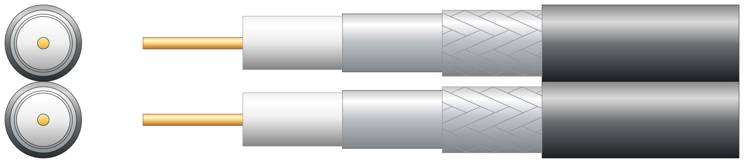 Mercury Eco Twin RG6 Foamed PE Coaxial Cable with Al Braid - 100m Black