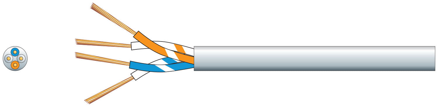 Mercury 2 Pairs Telephone Cable CCS White 100m