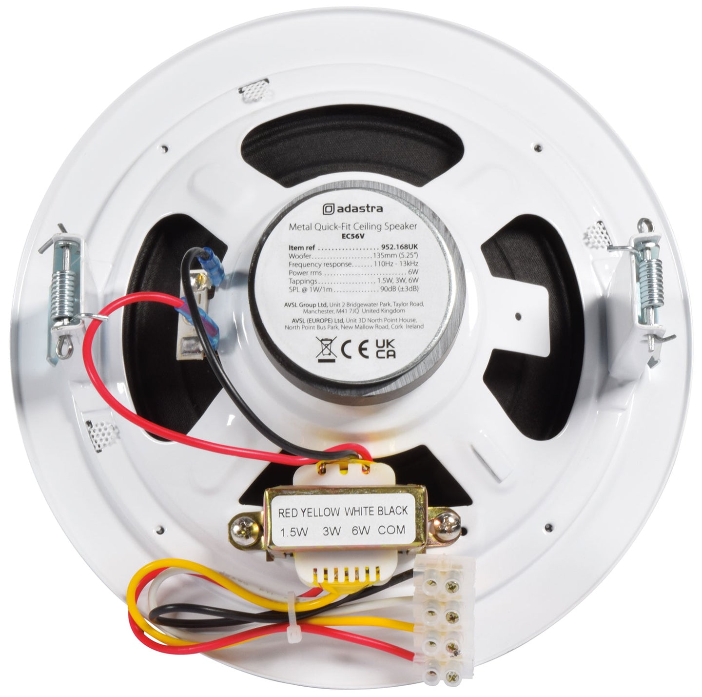 Adastra Metal Quick Fit 100V Ceiling Speaker 5.25in 6W white - view 3