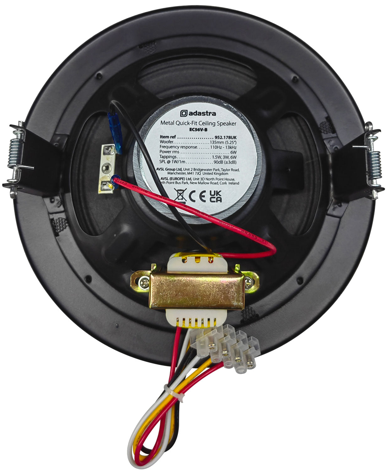 Adastra Metal Quick Fit 100V Ceiling Speaker 5.25in 6W black - view 2