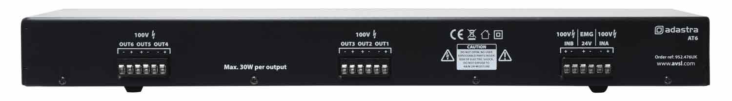Adastra AT6 Volume Attenuator + A/B Switcher 100V 6 x 30W - view 3