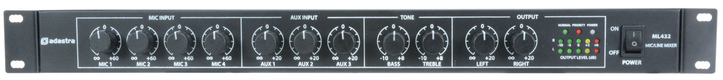 Adastra ML432 4mic+3aux rack mixer 1U - view 5