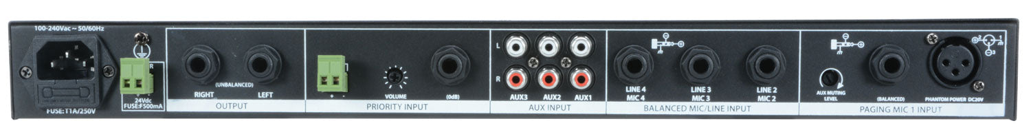 Adastra ML432 4mic+3aux rack mixer 1U - view 6
