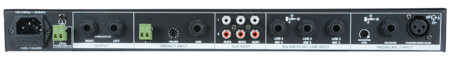 Adastra ML432 4mic+3aux rack mixer 1U - view 6