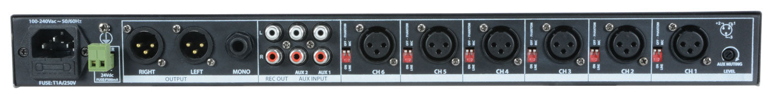 Adastra ML622 6 Mic + 2 Aux Rack Mixer 1U - view 7