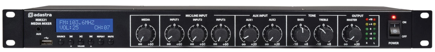 Adastra MM321 Rack Mixer + BT/USB/FM Player