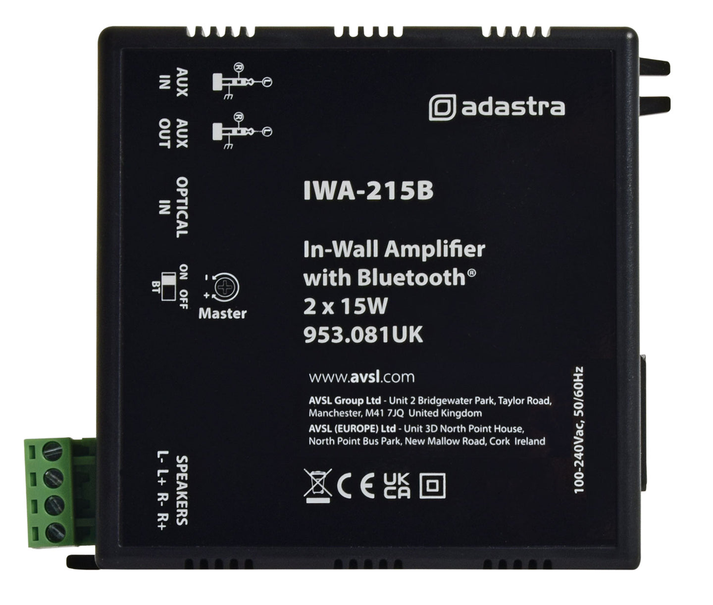 Adastra IWA215B In-wall Amplifier with Bluetooth 2 x 15W - view 2
